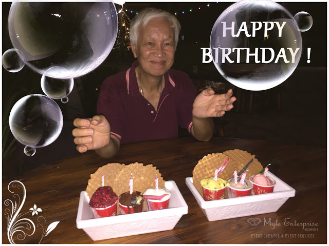 Mr. Leong with surprise birthday celebration gelato cake