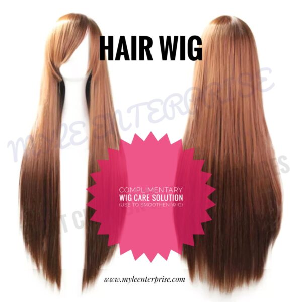 Myle Enterprise Wig, Long Brown Synthetic Hair Complimentary Wig Care Solution