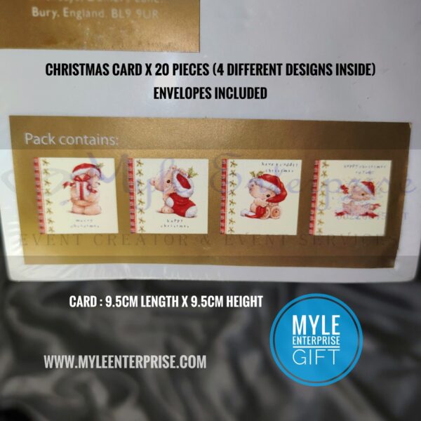 Christmas card 4 designs with envelopes