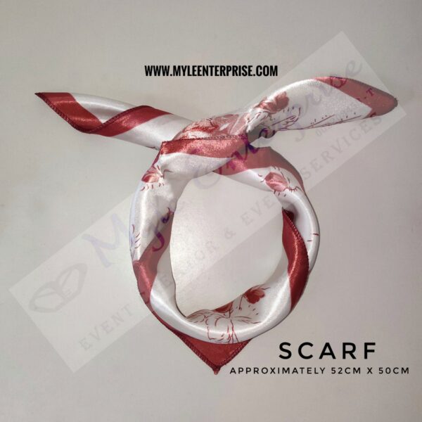 Scarf Rosetta, white with red roses design