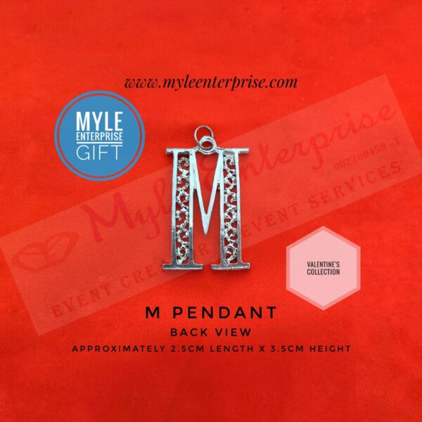 M Pendant back view, Valentine's Collection